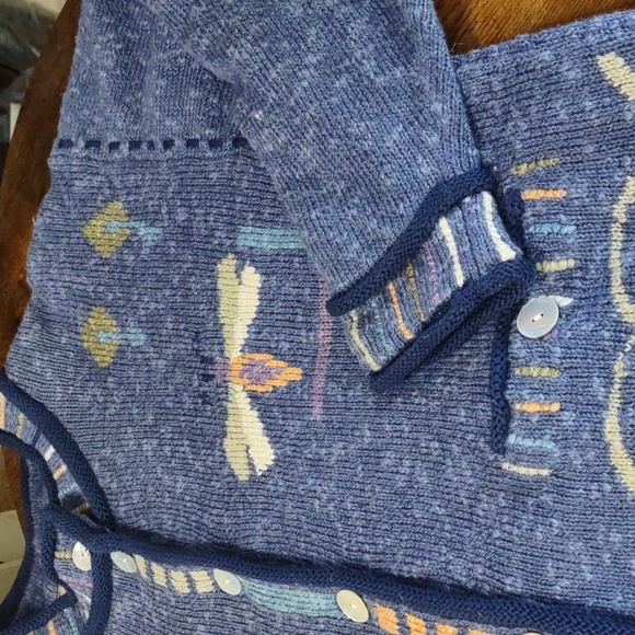 Vintage Icelandic Design Butterfly/Flowers Cardigan Sweater/Jacket - Picture 11 of 12